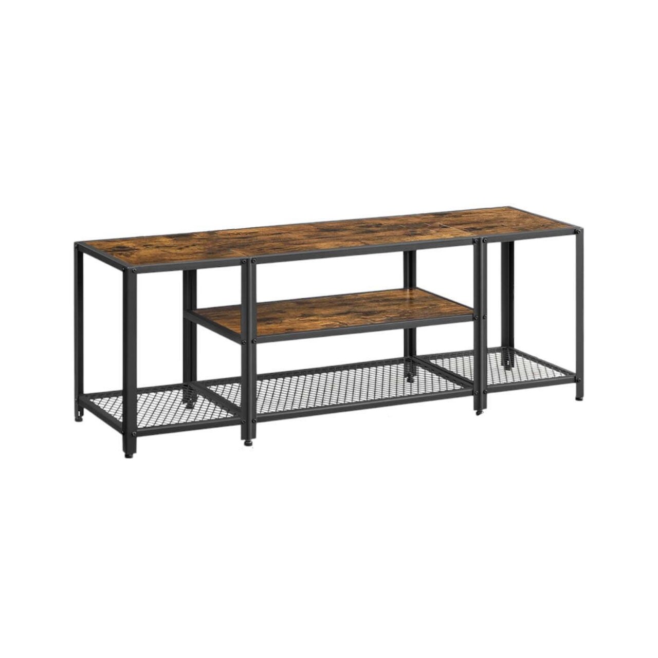 58 Inch TV Stand with Open Shelves, Media Console Table with Storage and Steel Frame for Living Room Bedroom Entertainment Setup